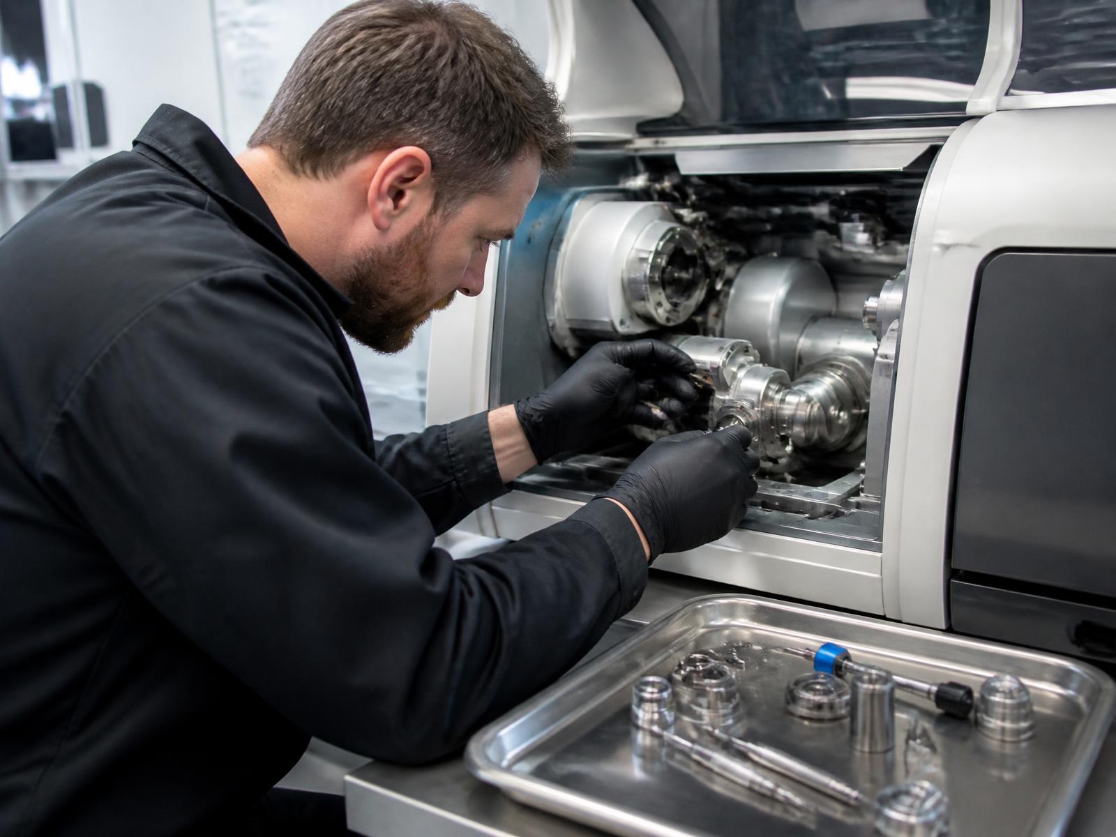 Servicetechniker wartet eine Fräsmaschine